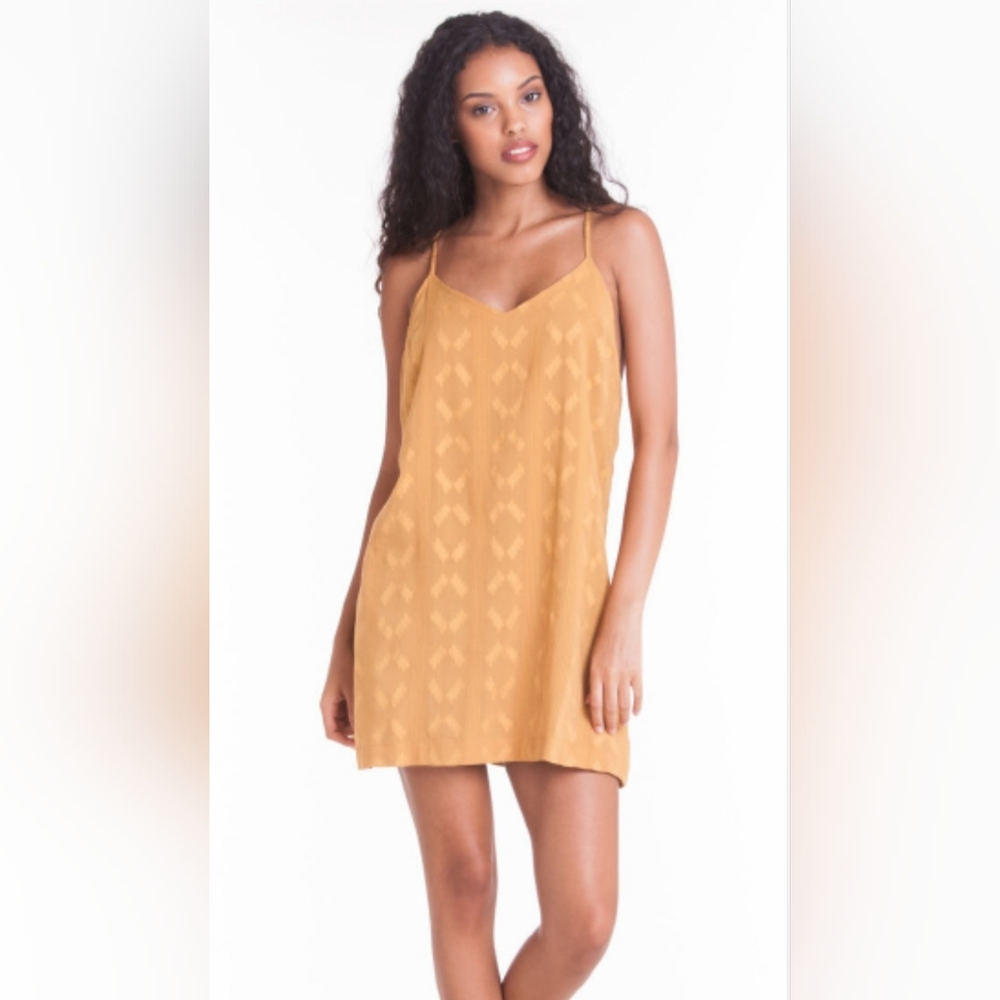 Obey Kellyn Mustard Cotton Mini Dress Size Small